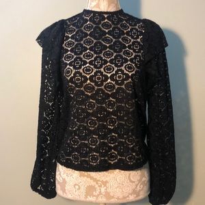 Black lace long sleeve blouse